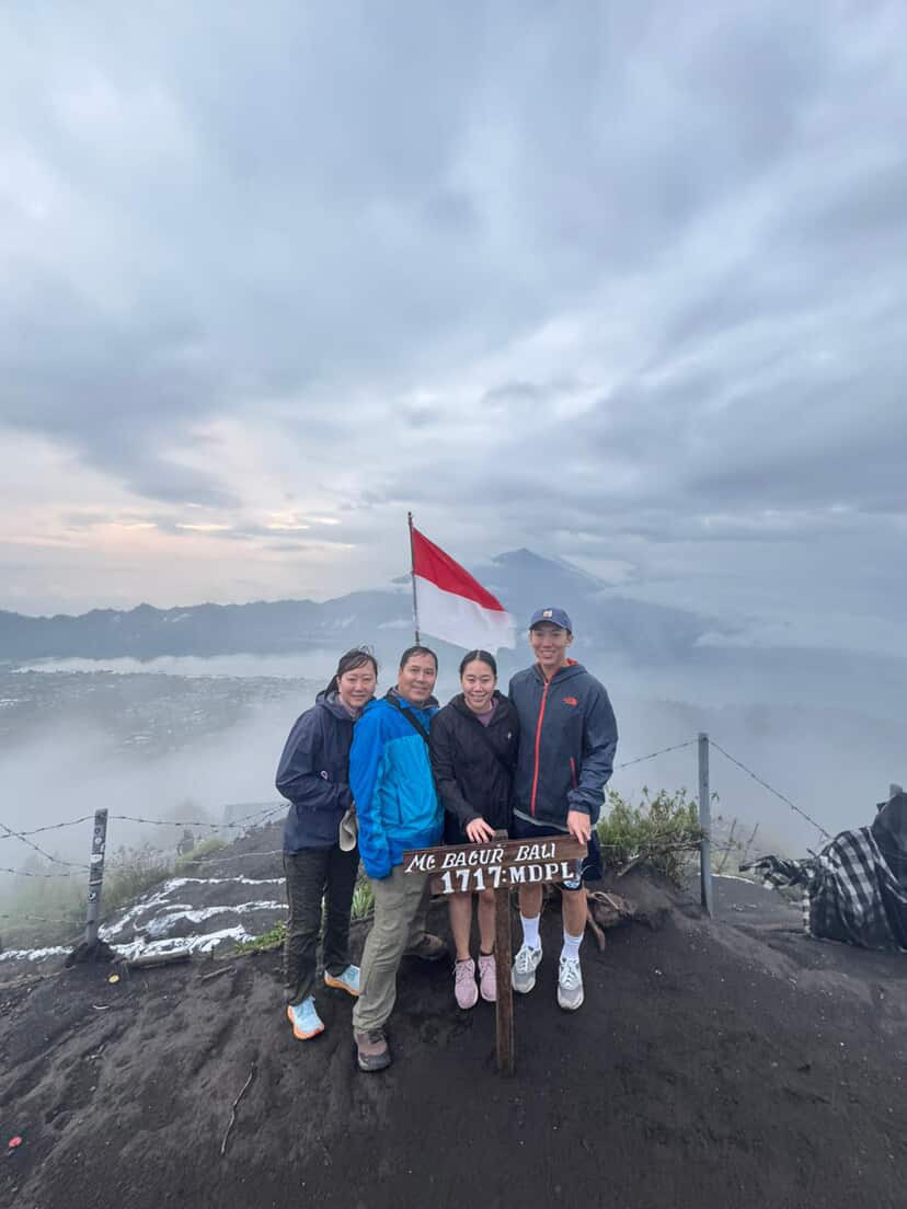 Group at a highland Bali viewpoint