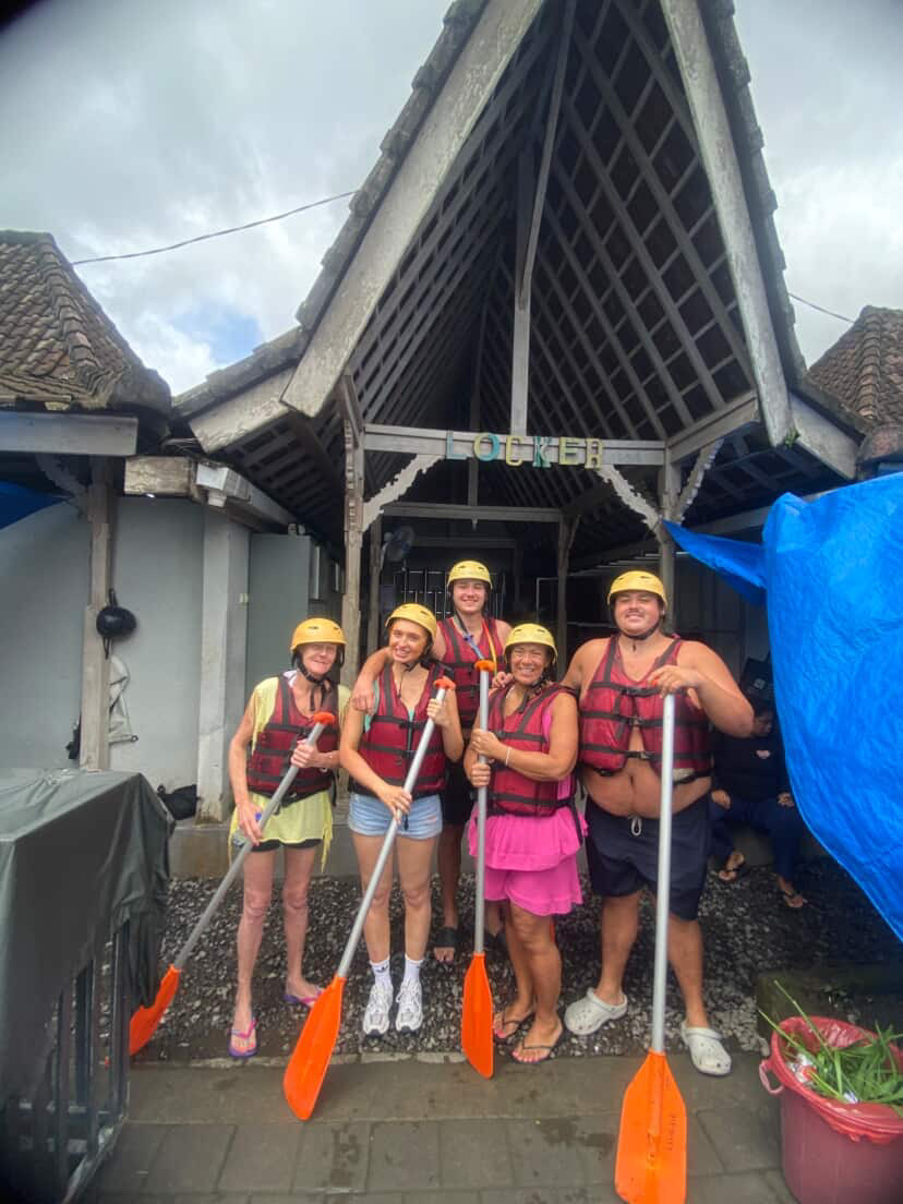 Group ready for water rafting in Bali